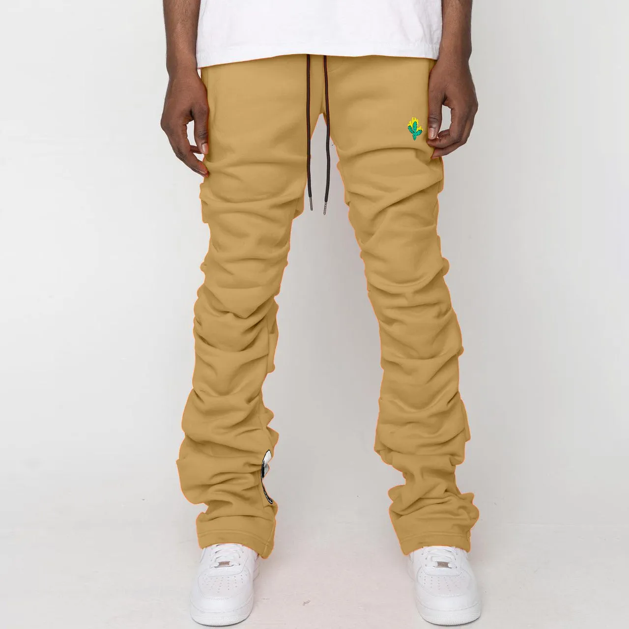 Trendy brand print retro multi-pleated street trousers