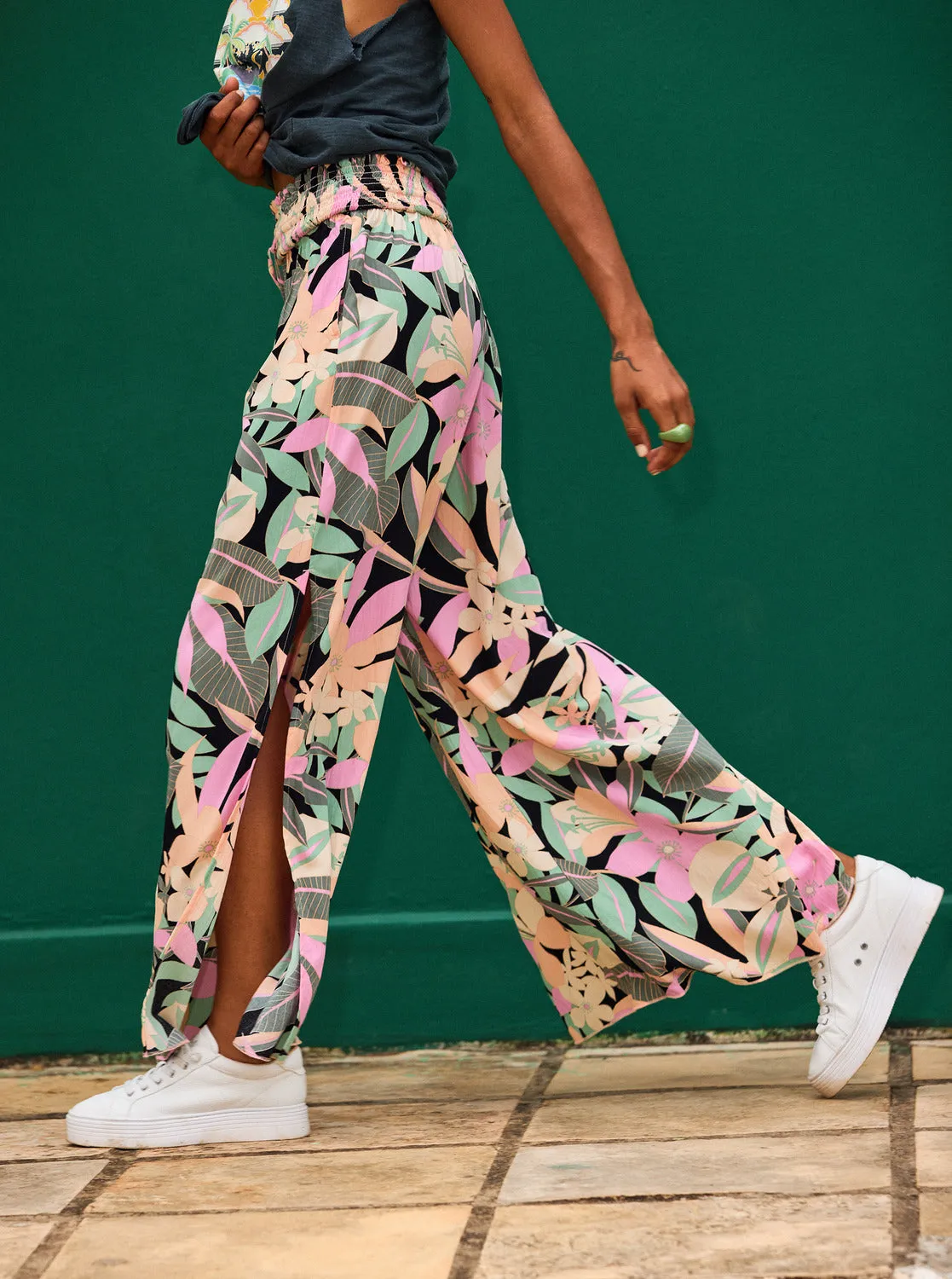 Tropical Rhythm Pants - Anthracite Palm Song