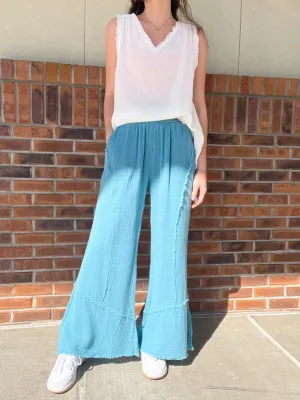 Umgee Cotton Gauze Flare Pant