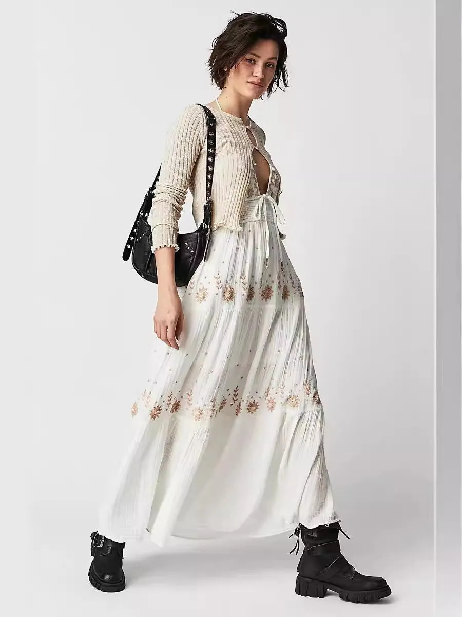 V-Neck Sleeveless Backless summer Maxi Dress