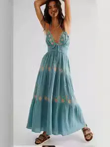 V-Neck Sleeveless Backless summer Maxi Dress