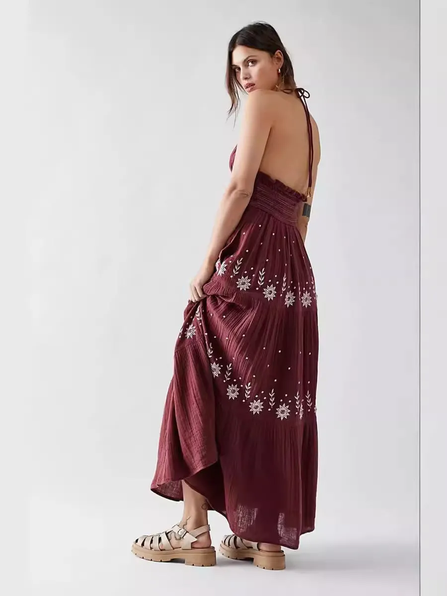 V-Neck Sleeveless Backless summer Maxi Dress