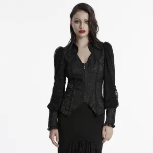 Women's Gothic Plunging Puff Sleeved Lace-up Shirt