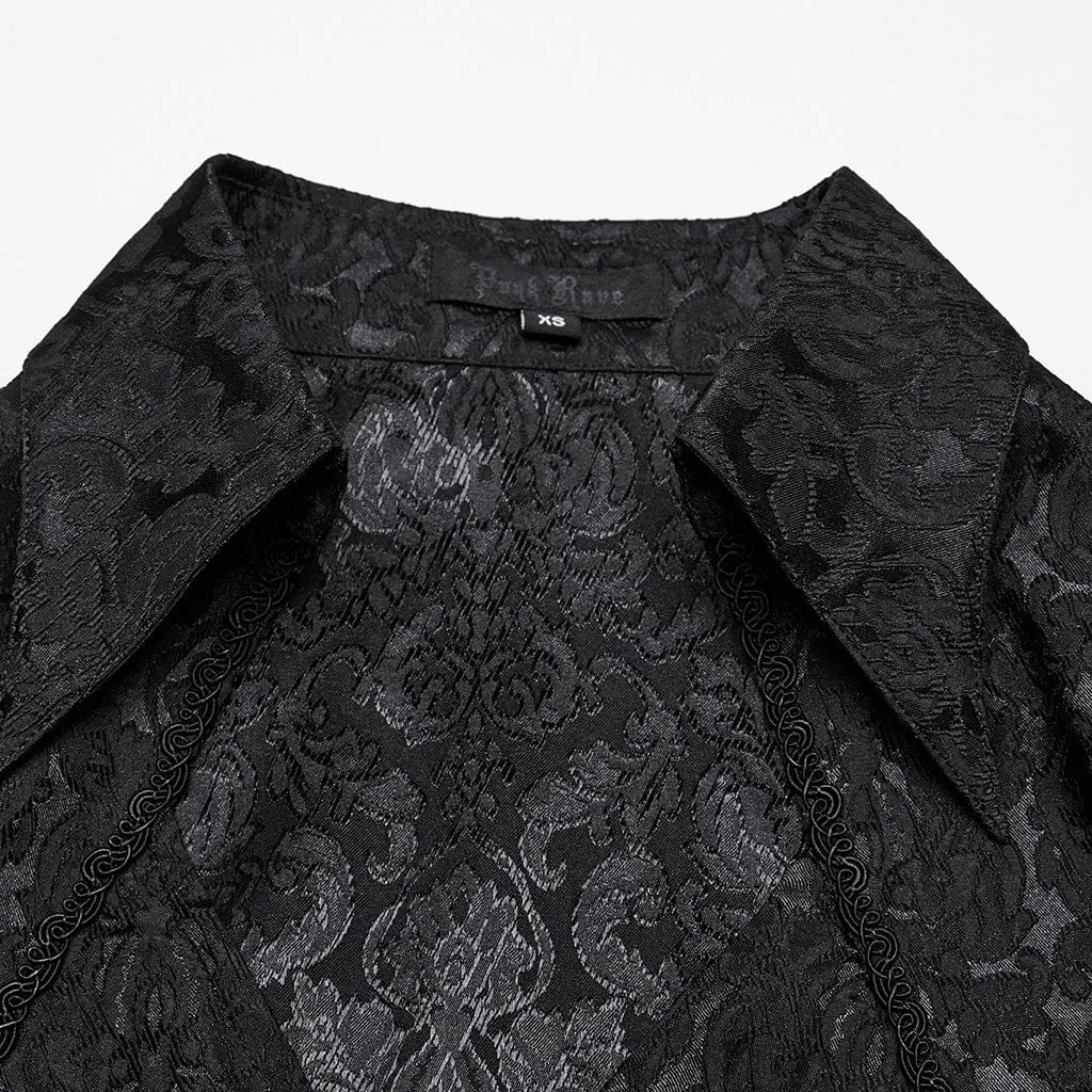 Women's Gothic Plunging Puff Sleeved Lace-up Shirt