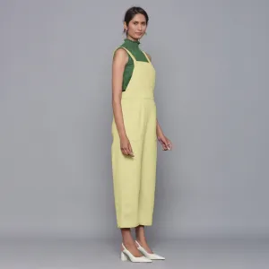 Yellow Pistachio Warm Cotton Corduroy Midi Dungaree Jumpsuit